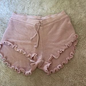 Pink knit sleep shorts